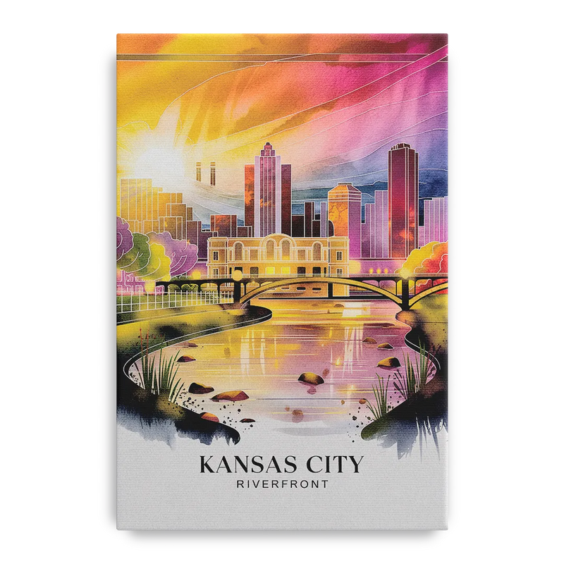 Kansas City Scenic Riverfront Front - Canvas Wall Art
