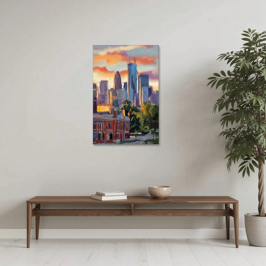 Kansas City Skyline at Sunset - Canvas Wall Art - Coffee Table - 24x36