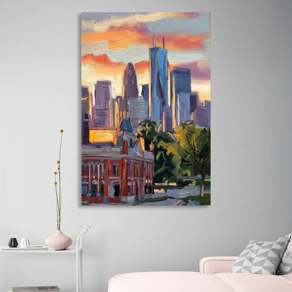 Kansas City Skyline at Sunset Sitting Room - Canvas Wall Art