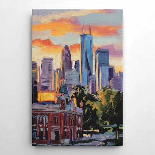Kansas City Skyline at Sunset - Canvas Wall Art