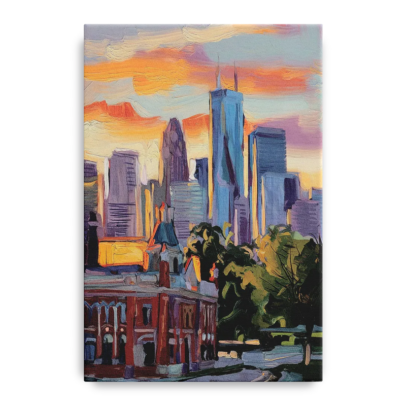 Kansas City Skyline at Sunset Front - Canvas Wall Art