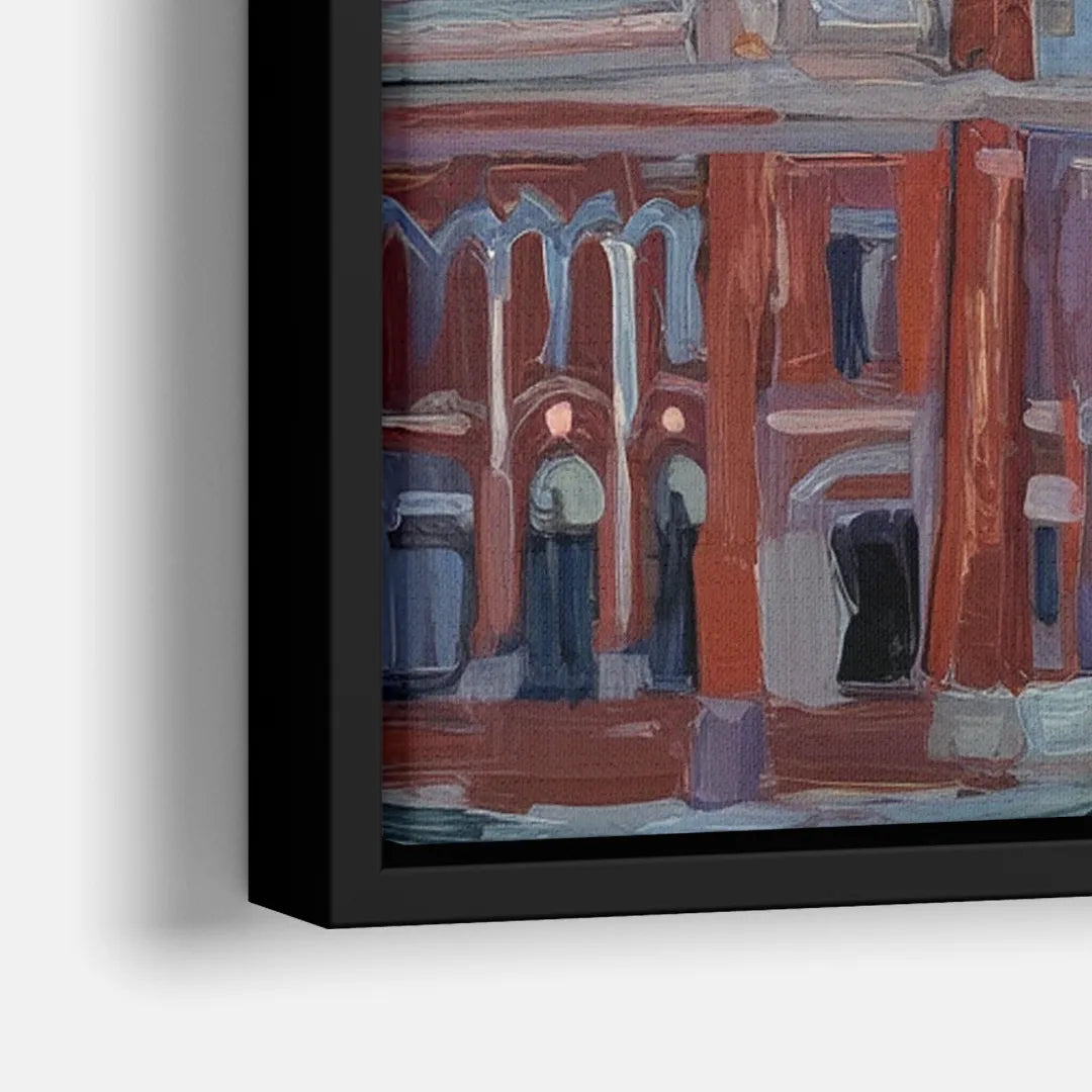 Kansas City Skyline at Sunset - Close-Up Black Frame Canvas