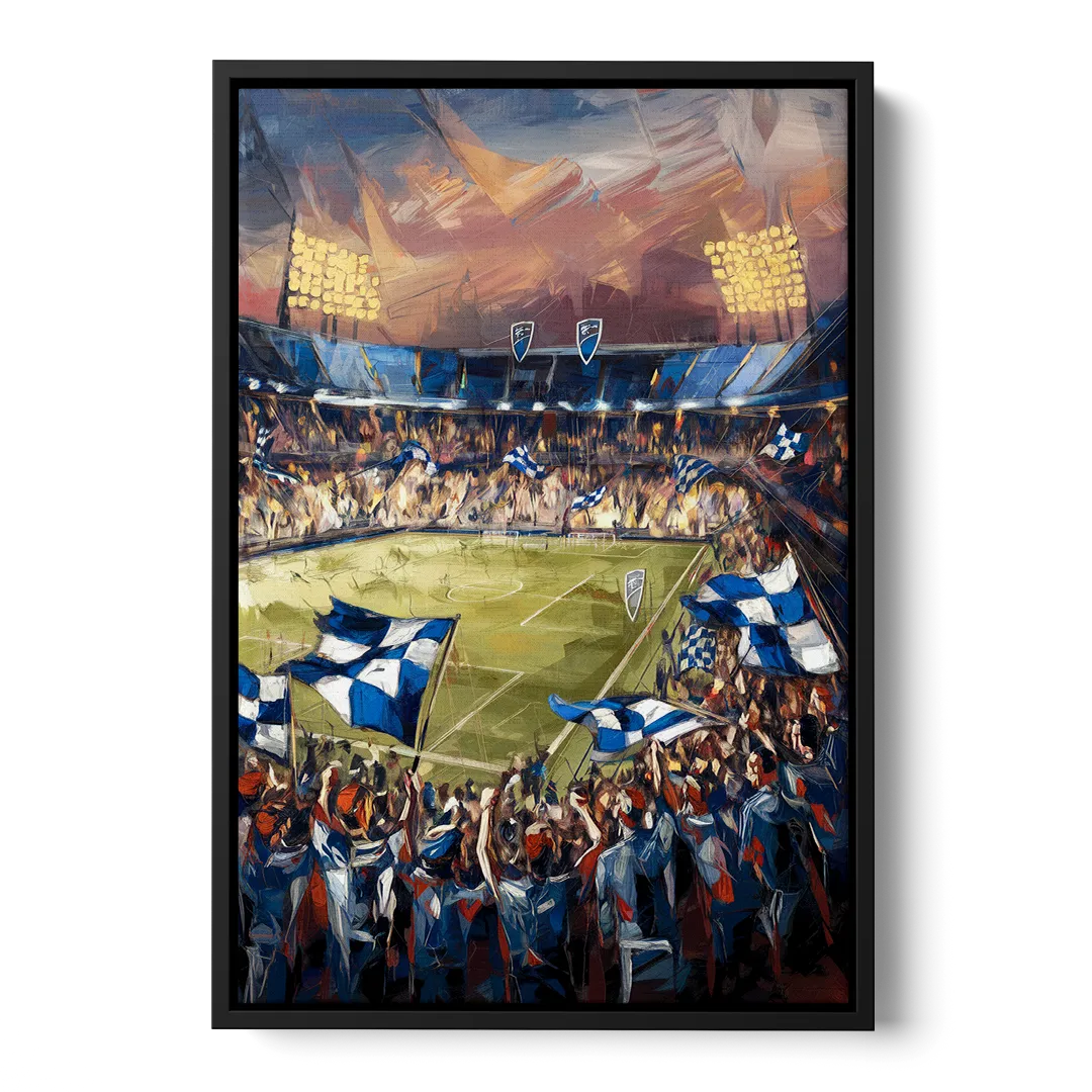 Kansas City Sporting KC Tribute Front - Black Canvas Wall Art