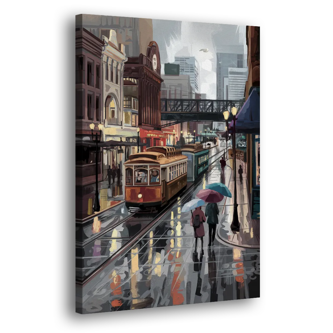 Kansas City Street Scenes Side - Canvas Wall Art