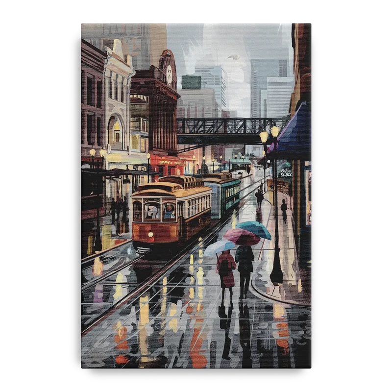 Kansas City Street Scenes Front - Canvas Wall Art