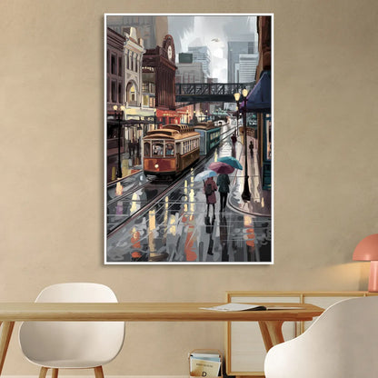 Kansas City Street Scenes Sitting Room - White Canvas Wall Art
