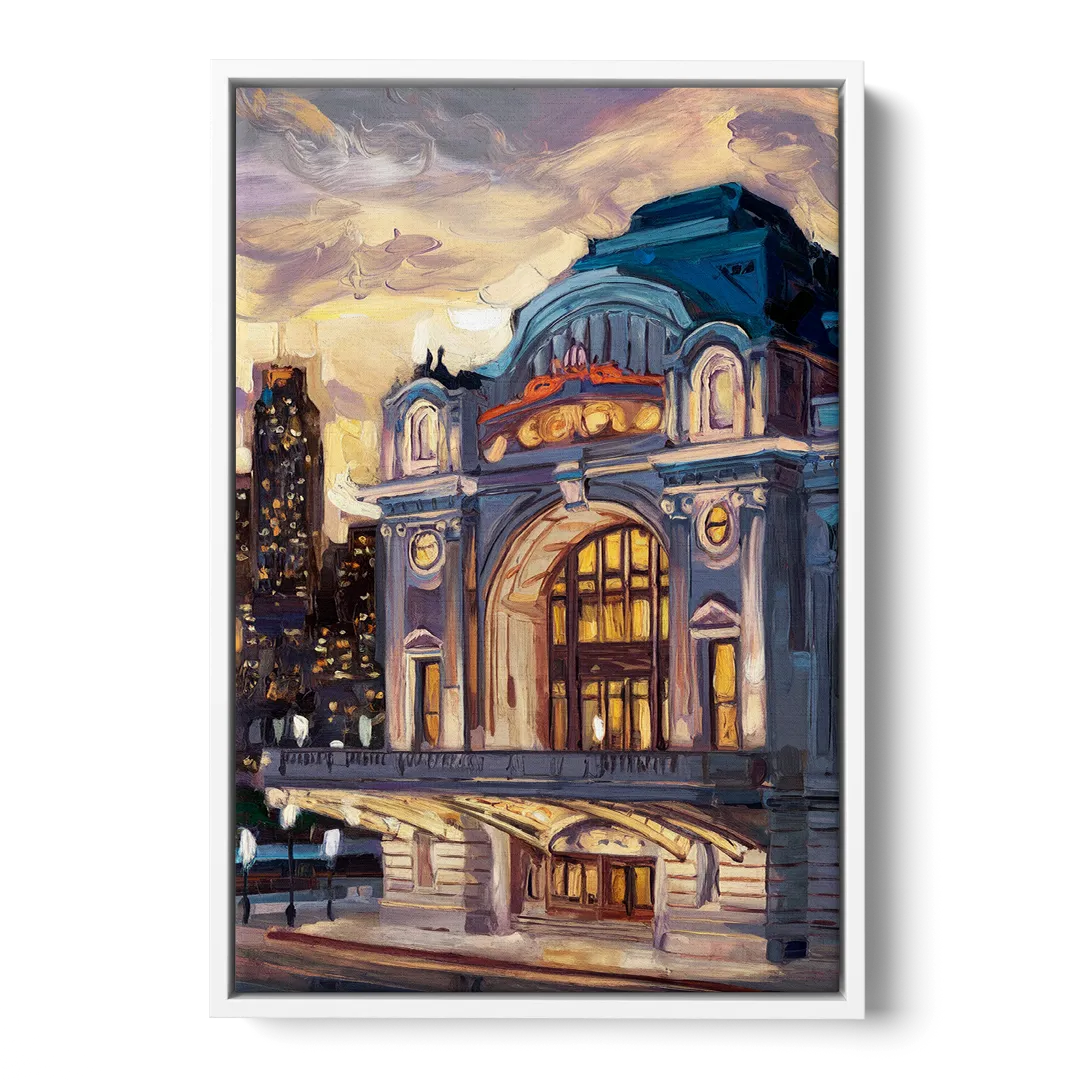 Kansas City Union Station Front - White Canvas Wall Art