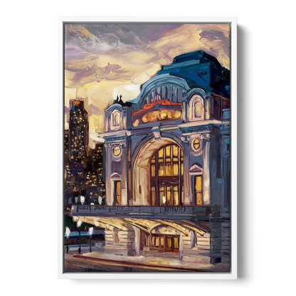 Kansas City Union Station Front - White Canvas Wall Art
