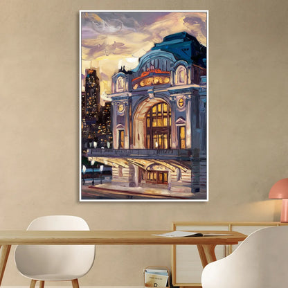 Kansas City Union Station Living Room - White Canvas Wall Art