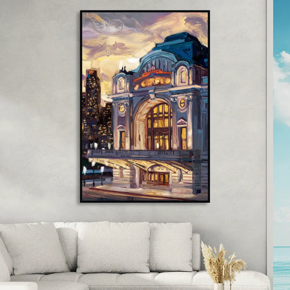 Kansas City Union Station Living Room - Black Canvas Wall Art