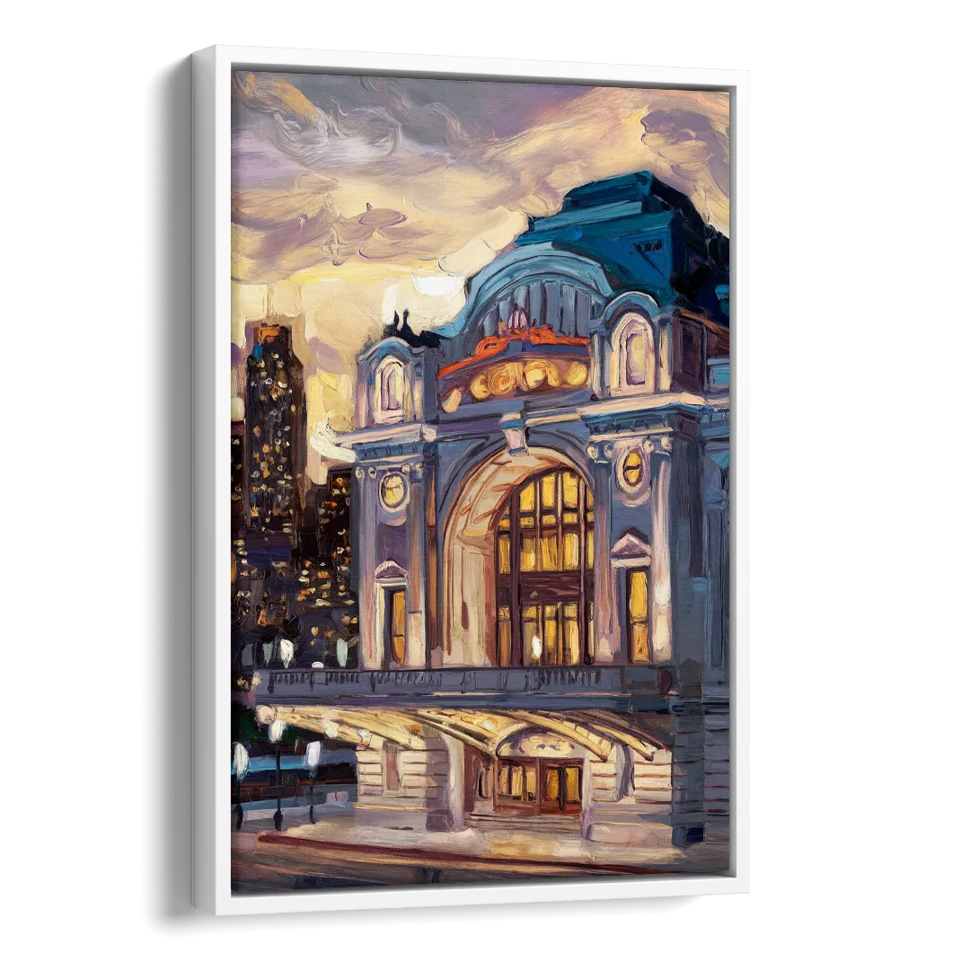 Kansas City Union Station Side - White Canvas Wall Art