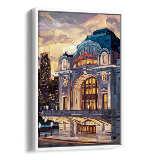 Kansas City Union Station Side - White Canvas Wall Art