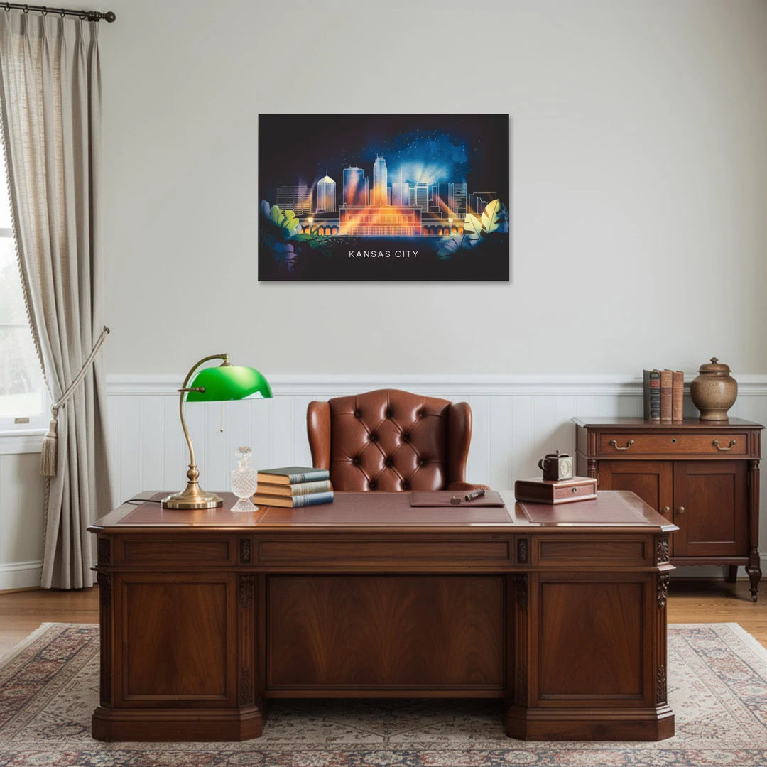 Kansas City Vibrant Downtown - Canvas Wall Art - Office - 36x24