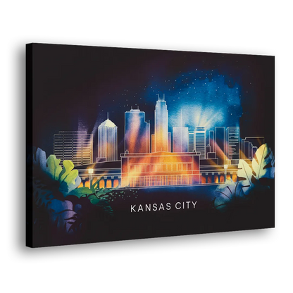 Kansas City Vibrant Downtown Side - Canvas Wall Art