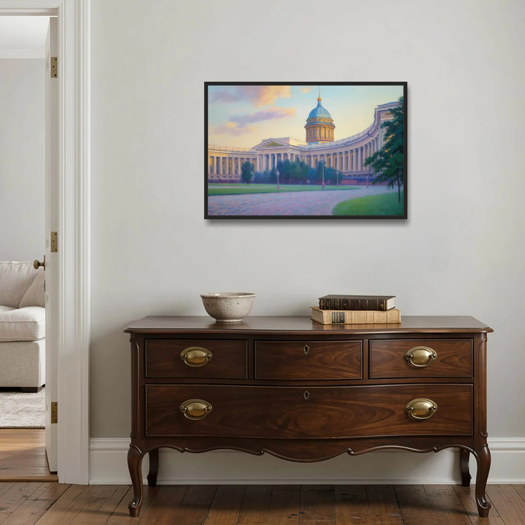 Kazan Cathedral Serenity - Black Framed Canvas Wall Art - Coffee Table - 36x24