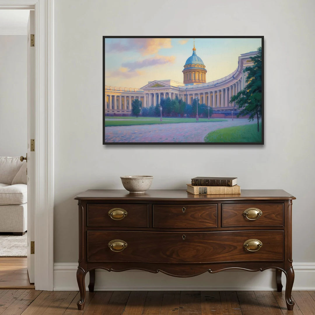 Kazan Cathedral Serenity - Black Framed Canvas Wall Art - Coffee Table - 48x32