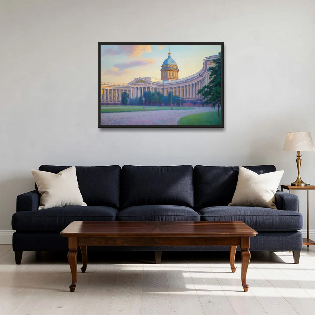 Kazan Cathedral Serenity - Black Framed Canvas Wall Art - Sofa - 36x24
