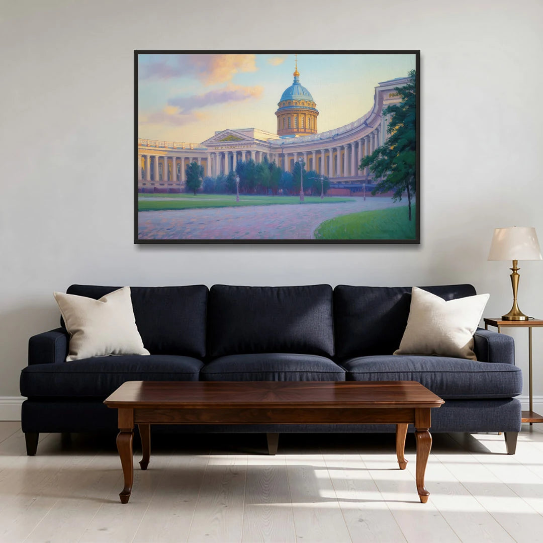 Kazan Cathedral Serenity - Black Framed Canvas Wall Art - Sofa - 48x32