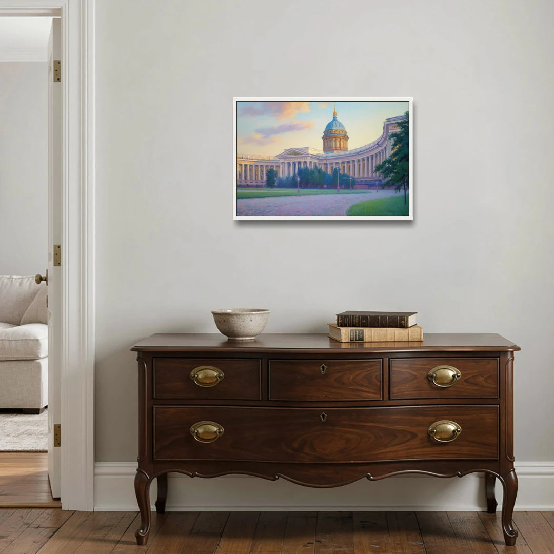 Kazan Cathedral Serenity - White Framed Canvas Wall Art - Coffee Table - 30x20
