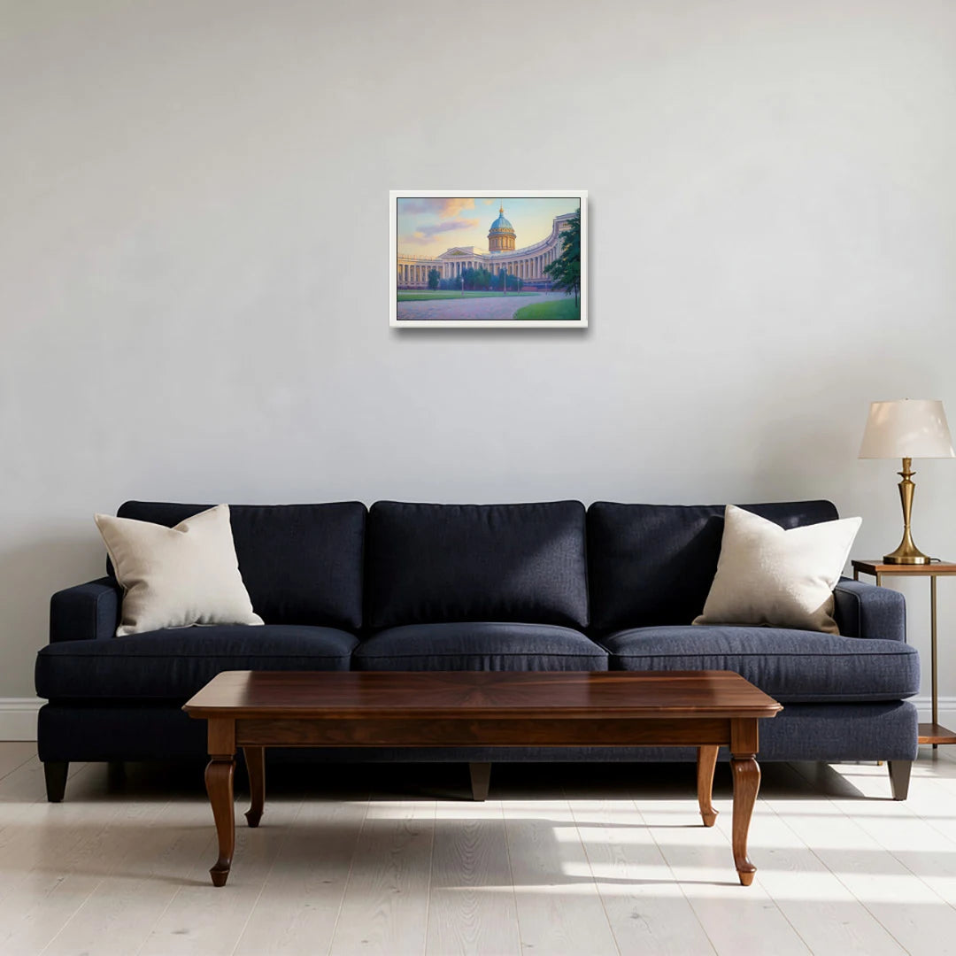 Kazan Cathedral Serenity - White Framed Canvas Wall Art - Sofa - 18x12