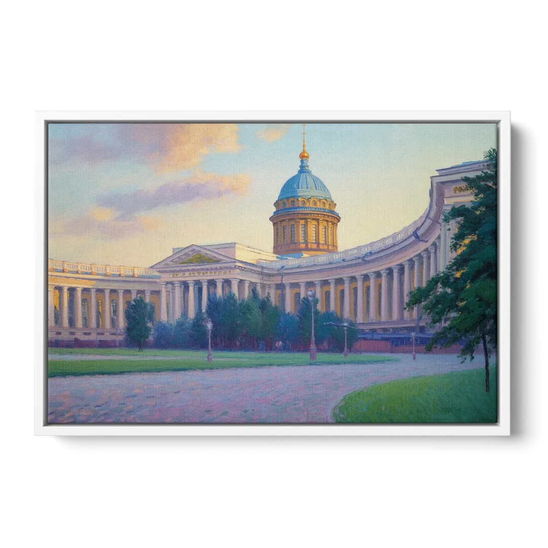Kazan Cathedral Serenity Front - White Canvas Wall Art