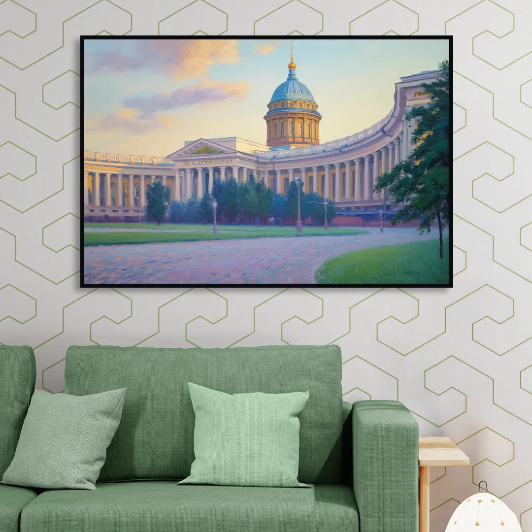 Kazan Cathedral Serenity Living Room - Black Canvas Wall Art