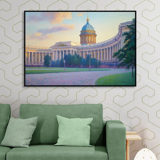 Kazan Cathedral Serenity Living Room - Black Canvas Wall Art