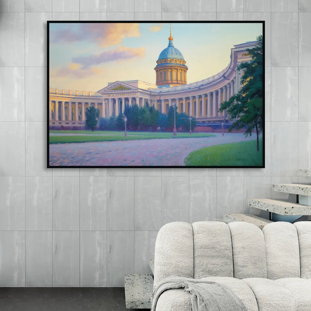 Kazan Cathedral Serenity Sitting Room - Black Canvas Wall Art