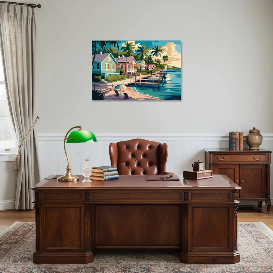 Key West Florida Coastline - Canvas Wall Art - Office - 36x24