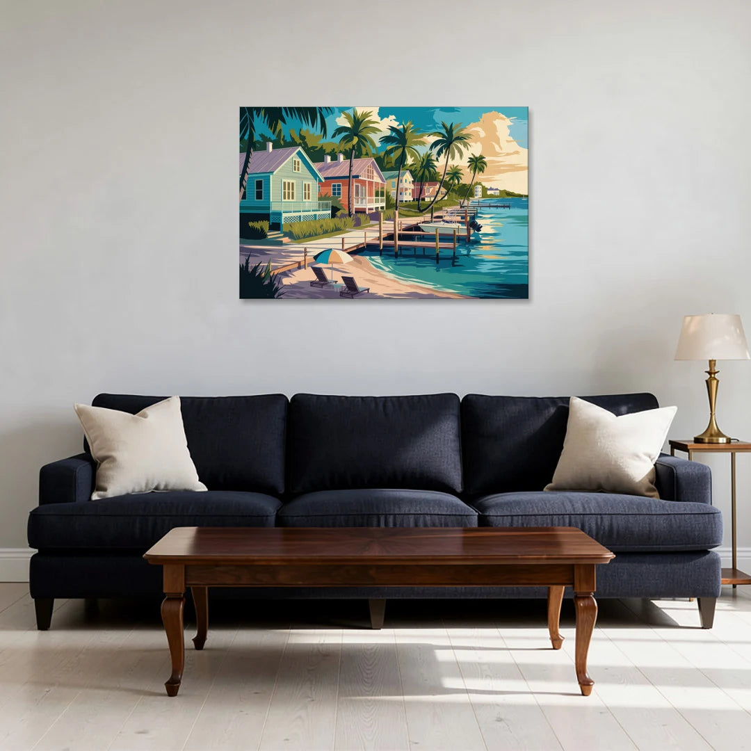 Key West Florida Coastline - Canvas Wall Art - Sofa - 36x24