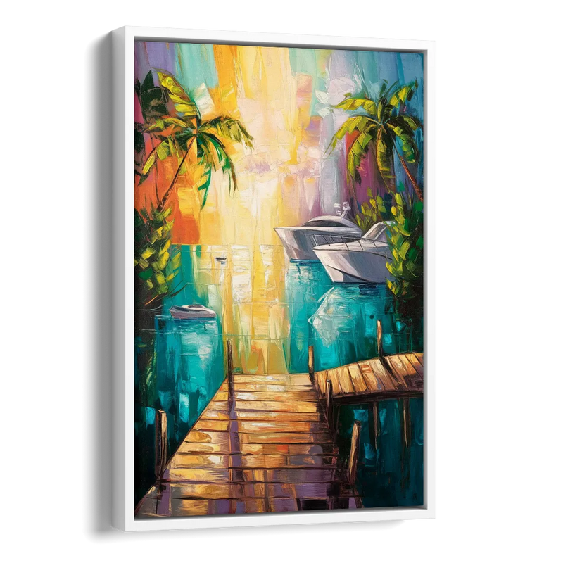 Key West Harbor Views Side - White Canvas Wall Art