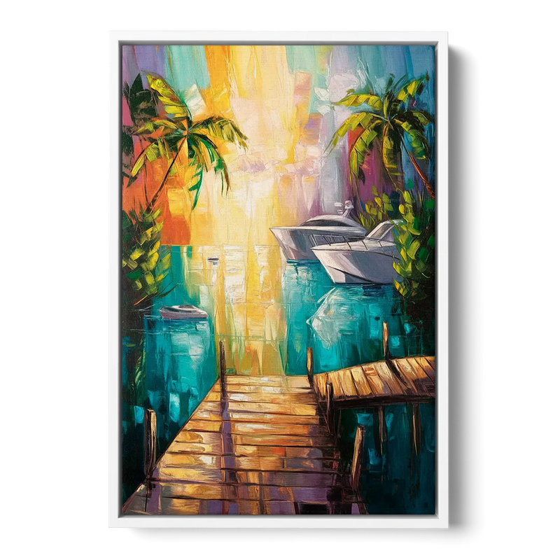 Key West Harbor Views Front - White Canvas Wall Art