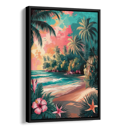 Key West Island Vibes Side - Black Canvas Wall Art