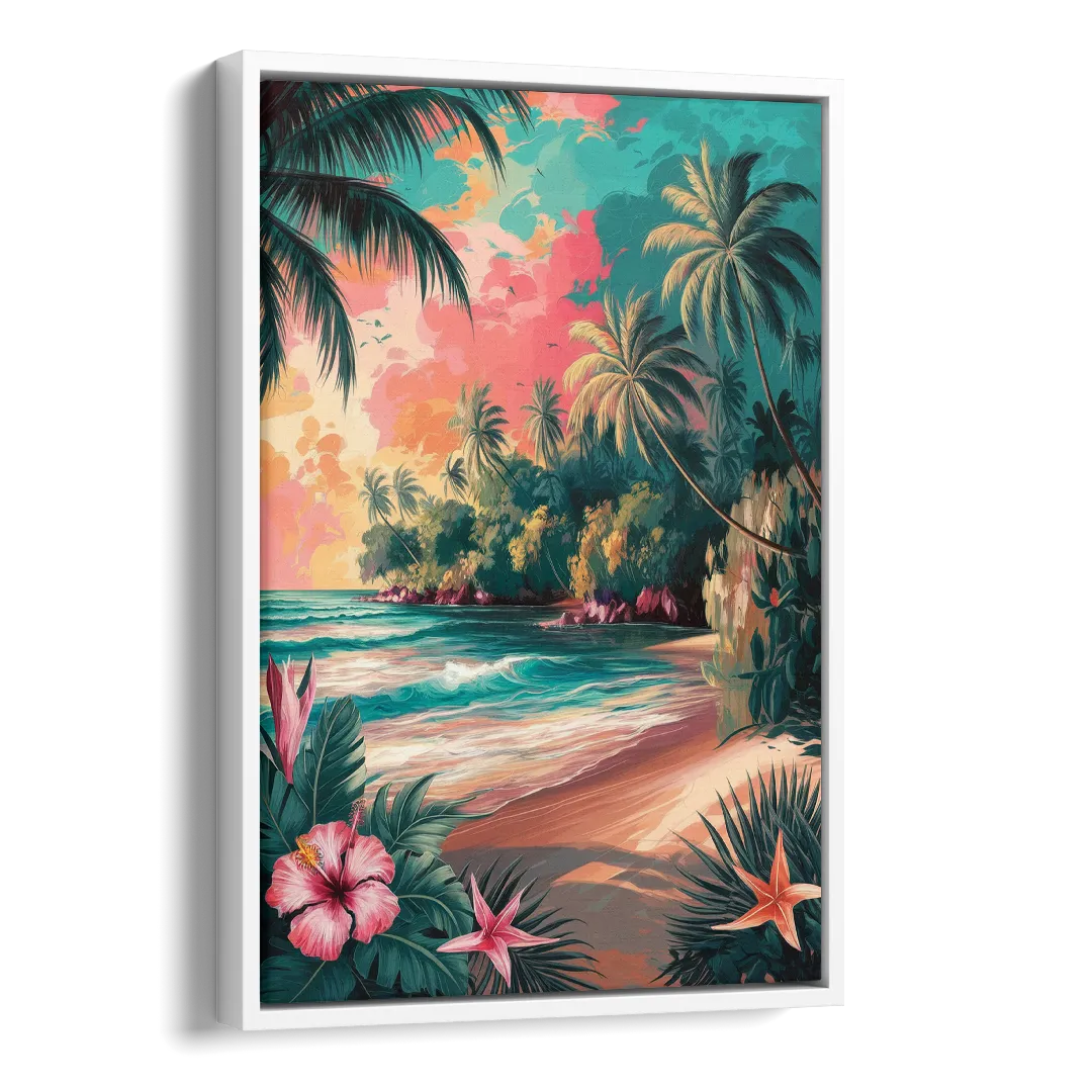 Key West Island Vibes Side - White Canvas Wall Art