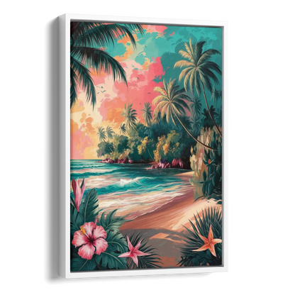 Key West Island Vibes Side - White Canvas Wall Art