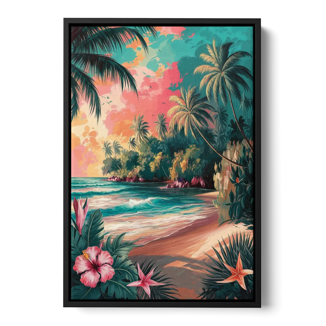 Key West Island Vibes Front - Black Canvas Wall Art