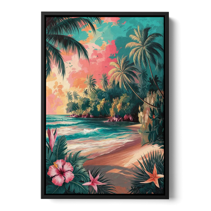 Key West Island Vibes Front - Black Canvas Wall Art