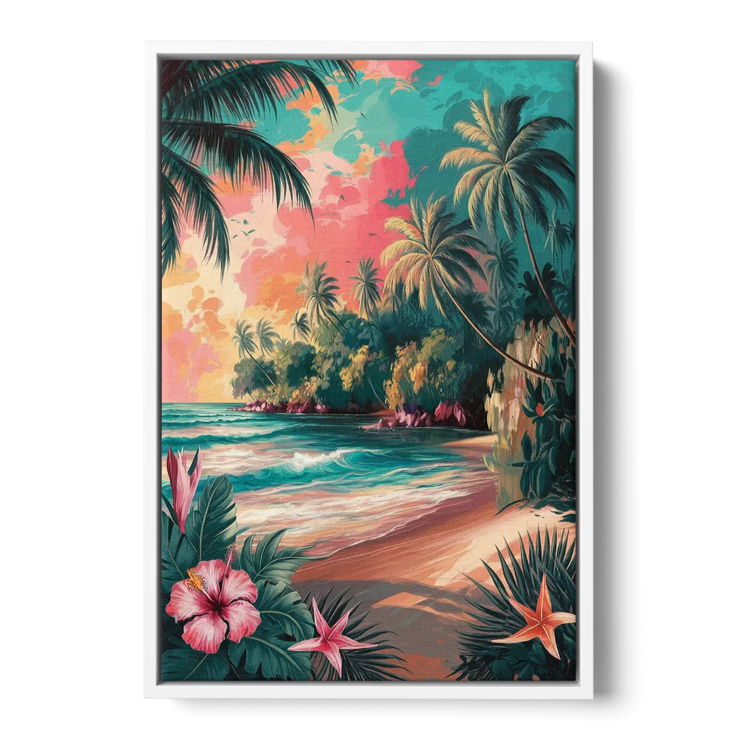 Key West Island Vibes Front - White Canvas Wall Art