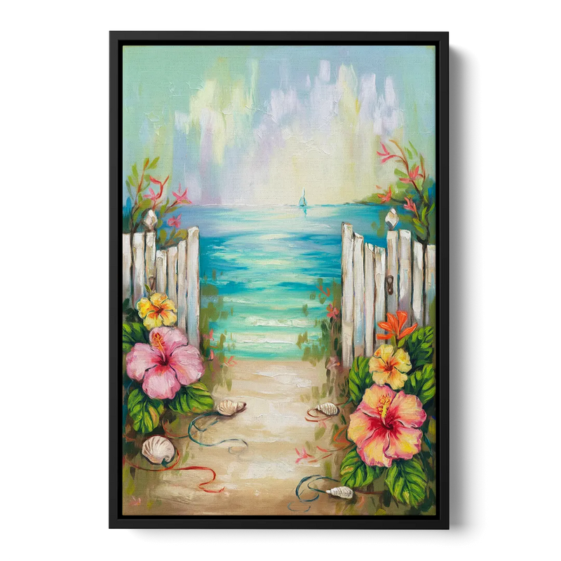 Key West Nautical Charm Front - Black Canvas Wall Art