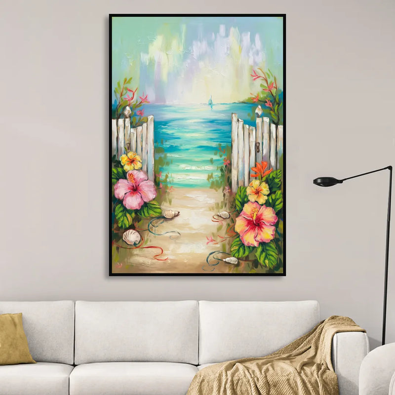 Key West Nautical Charm Sitting Room - Black Canvas Wall Art