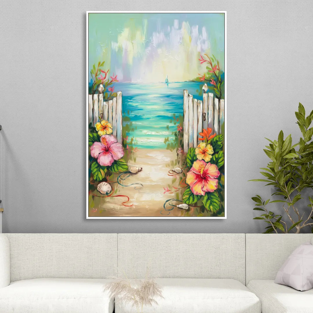 Key West Nautical Charm Living Room - White Canvas Wall Art