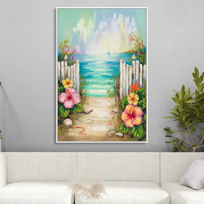 Key West Nautical Charm Living Room - White Canvas Wall Art
