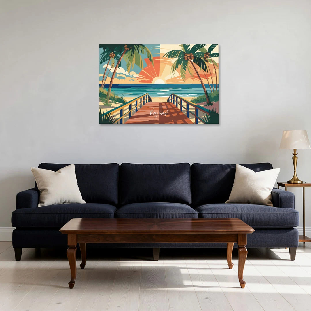 Key West Ocean Breeze - Canvas Wall Art - Sofa - 36x24