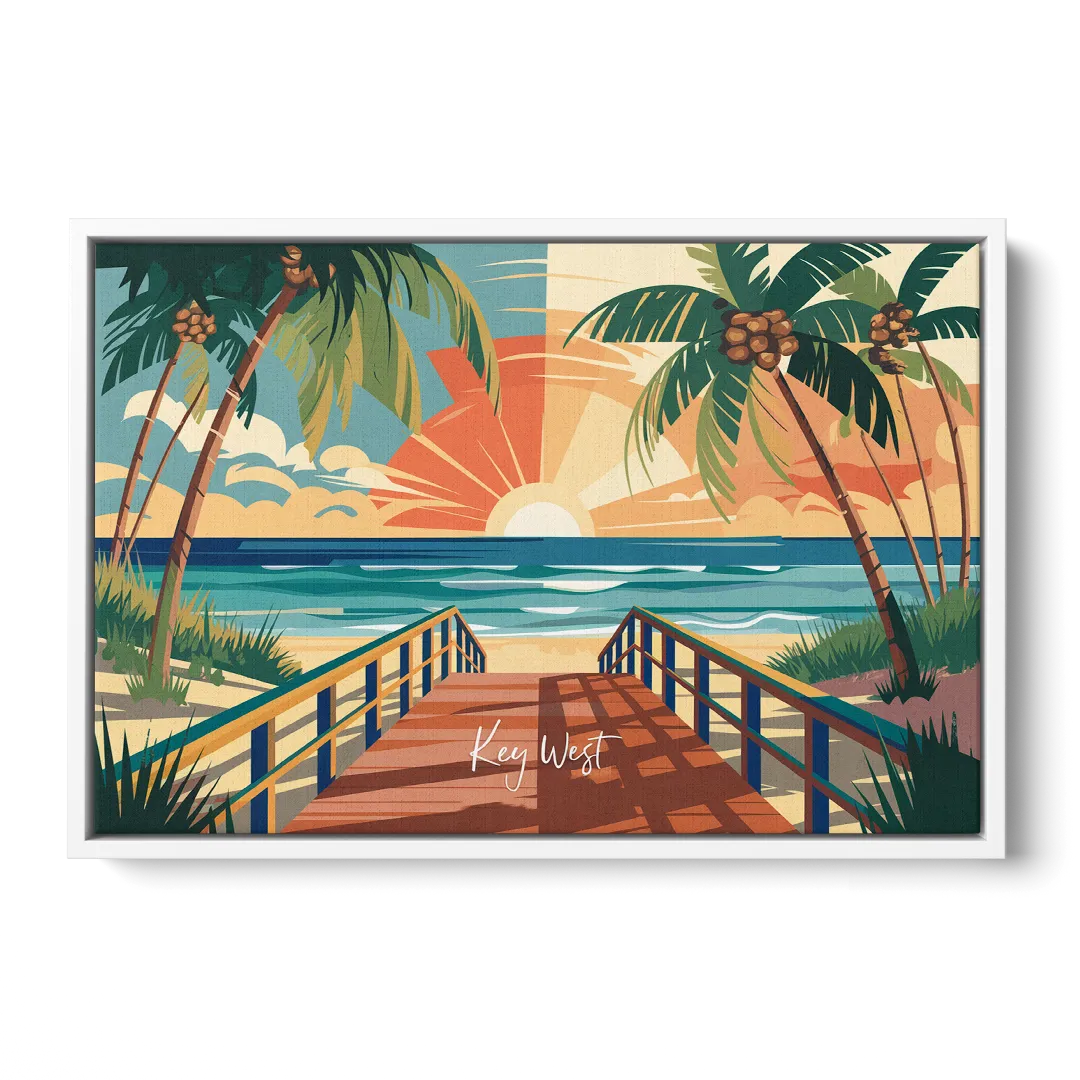 Key West Ocean Breeze Front - White Canvas Wall Art