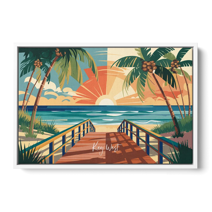Key West Ocean Breeze Front - White Canvas Wall Art