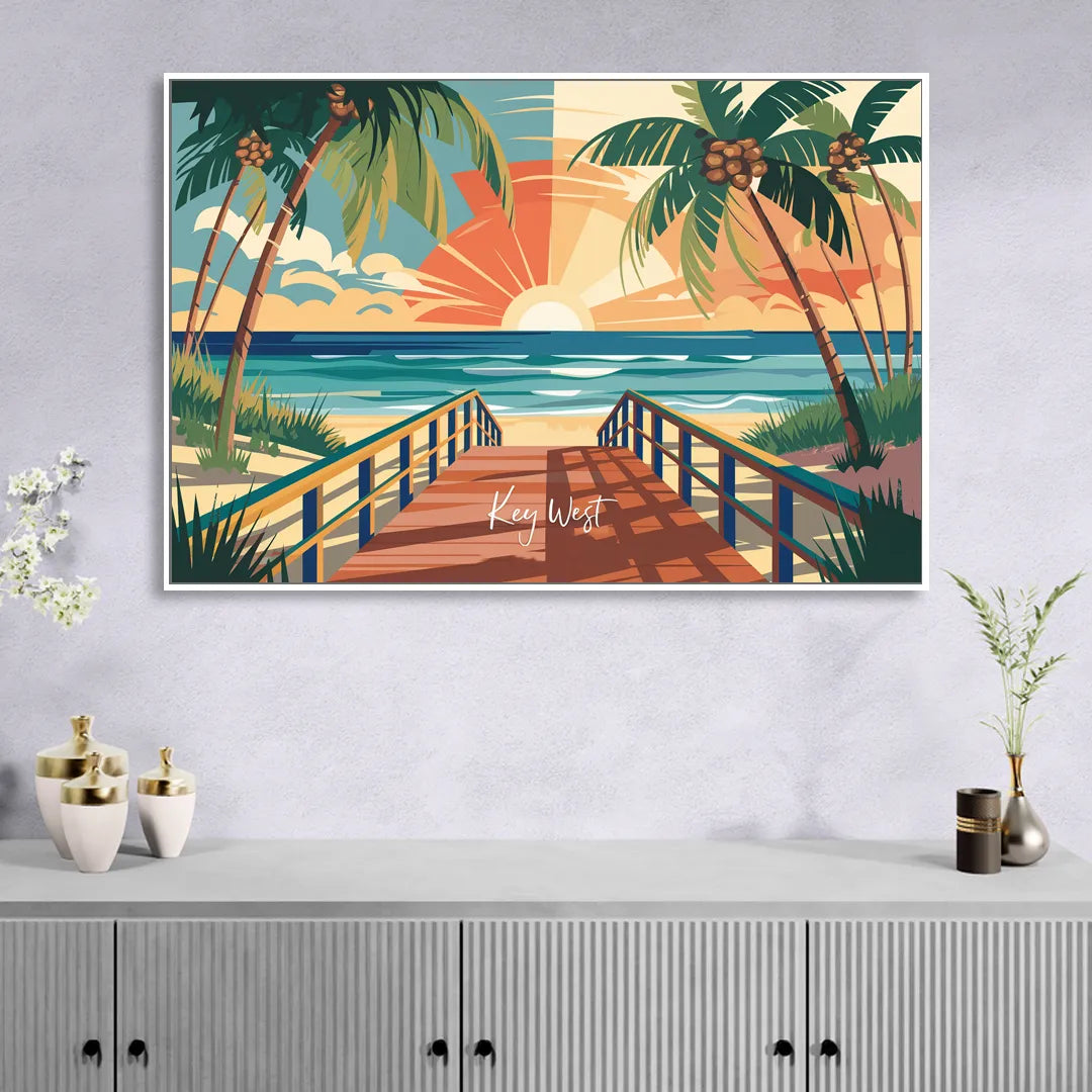 Key West Ocean Breeze Sitting Room - White Canvas Wall Art