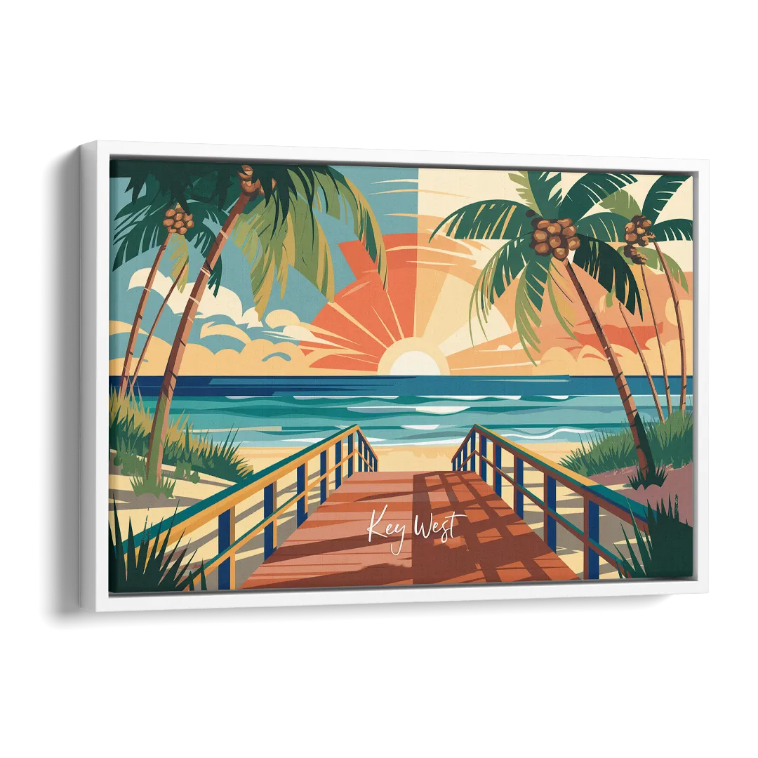 Key West Ocean Breeze Side - White Canvas Wall Art
