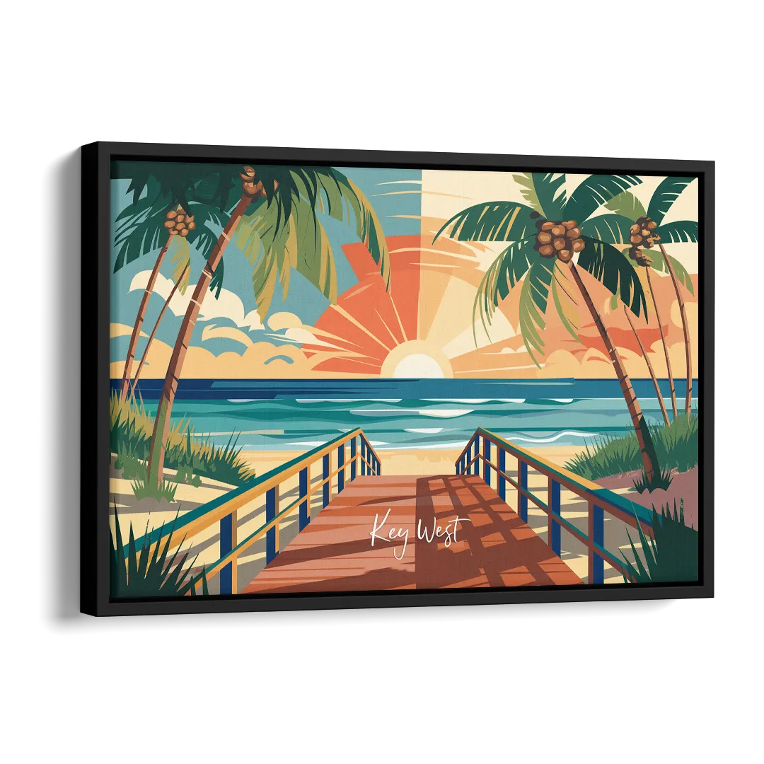 Key West Ocean Breeze Side - Black Canvas Wall Art