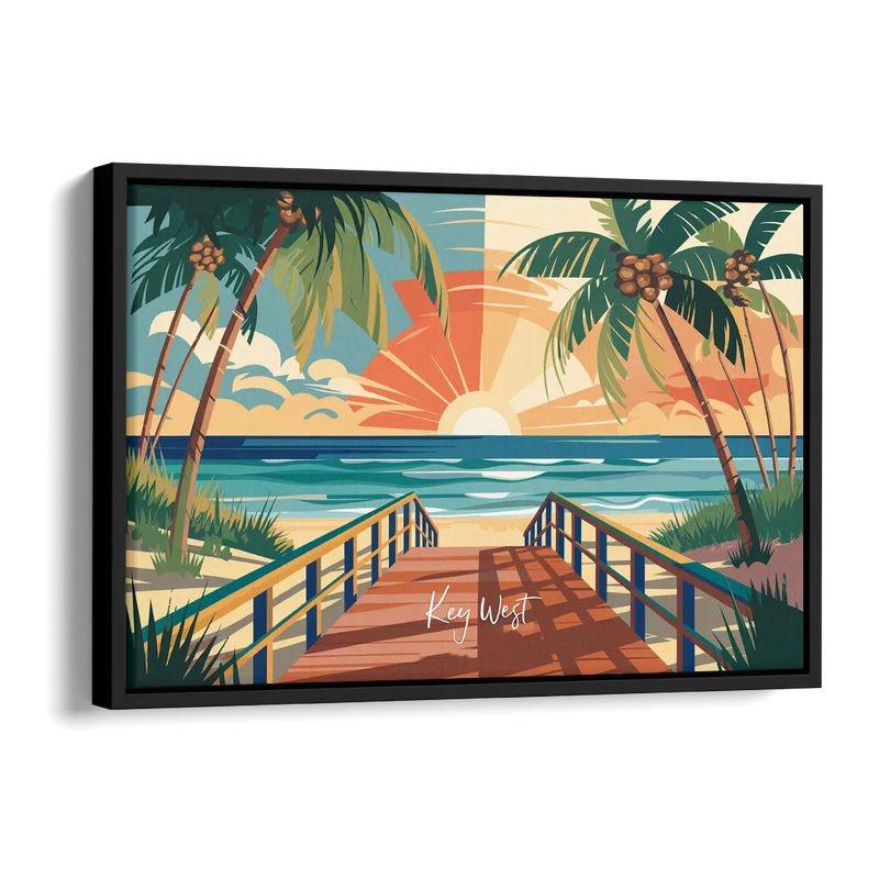 Key West Ocean Breeze Side - Black Canvas Wall Art