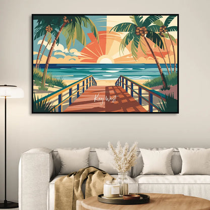 Key West Ocean Breeze Sitting Room - Black Canvas Wall Art